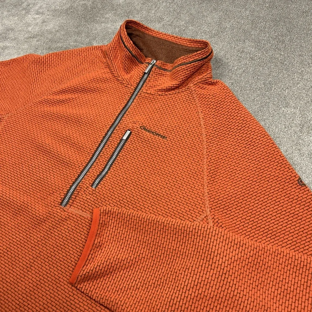 Craghoppers 1/2 Zip Sweater Mens Large Orange Waffle Knit Fleece Pullover